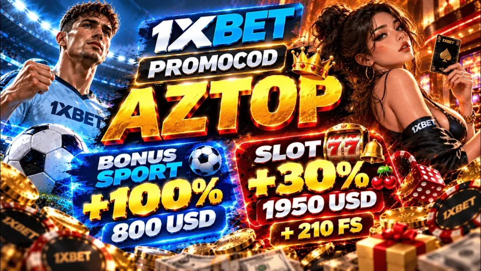 Promo code 1xbet gives new players a +100% Sport bonus up to 800 USD and a Slot package with 210 free spins